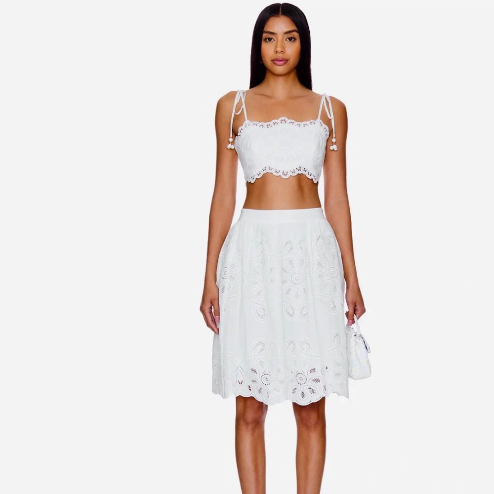 NWOT$218 LPA Revolve Anthropologie Aria Lace Cotton Skirt, S, Small Fits 6